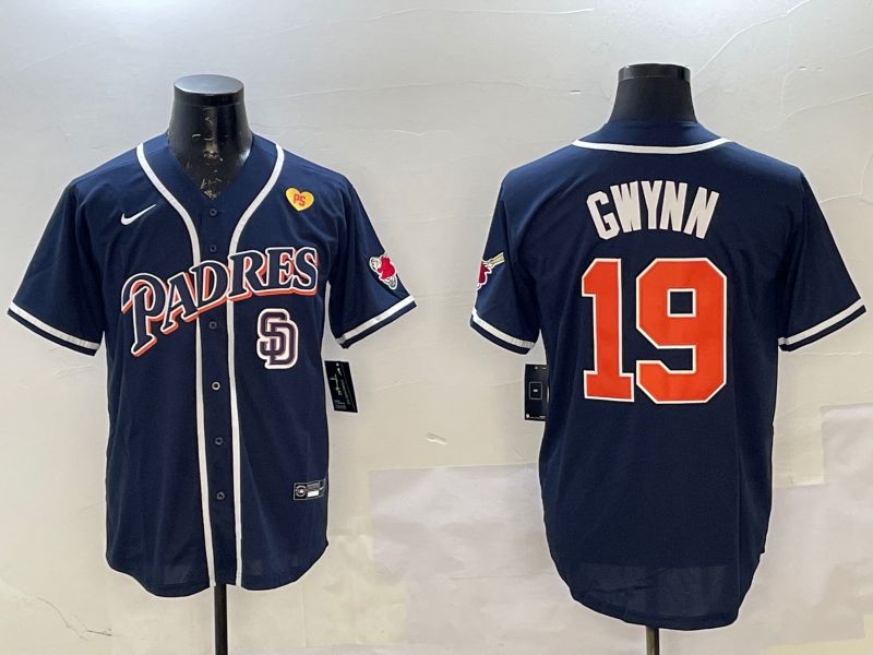 Men San Diego Padres 19 Gwynn Blue Throwback Game 2025 Nike MLB Jersey style 10